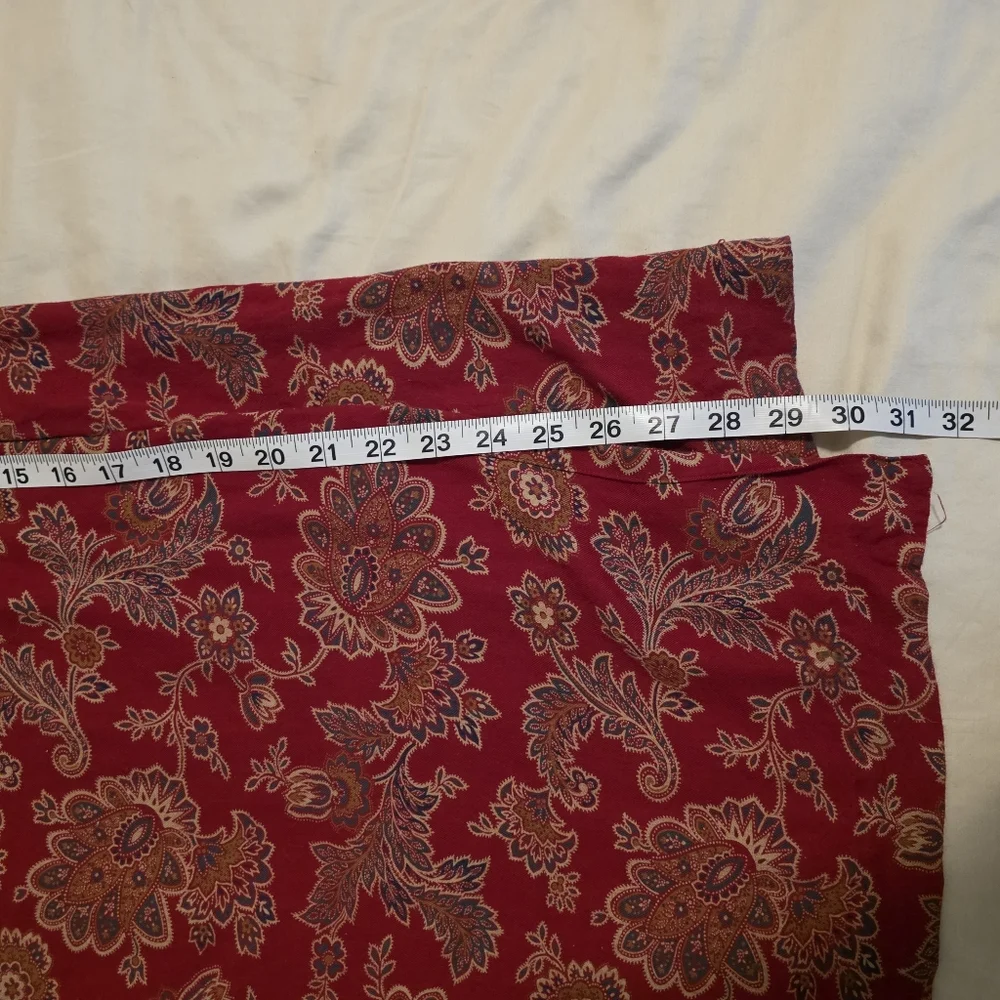 Talbots Vintage Midi Wrap Paisley Red Skirt Petite 90s Equestrian Size 6 Friends